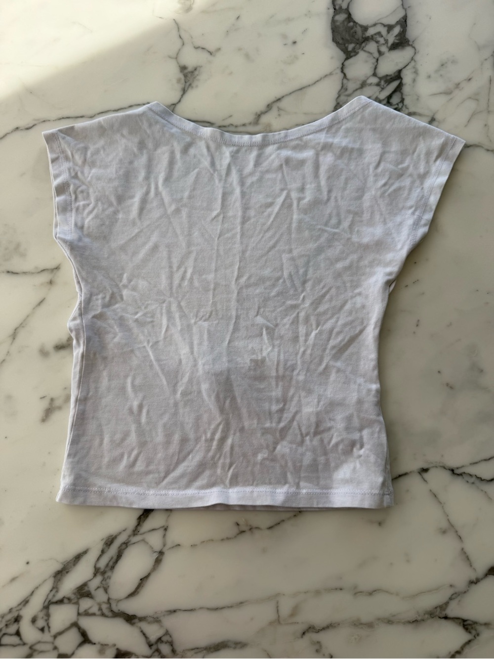 Subdued White Cap-Sleeve Cotton Tee